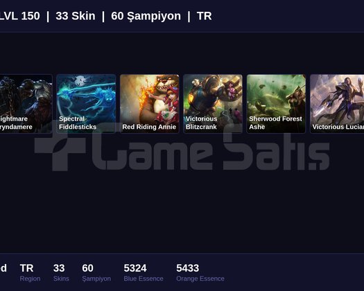 TR / 150 LVL + 33 SKİN + UNRANKED + 2023 ACC !!