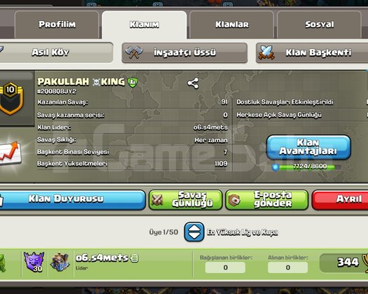 CLASH OF CLANS 10 SEVİYE KLAN