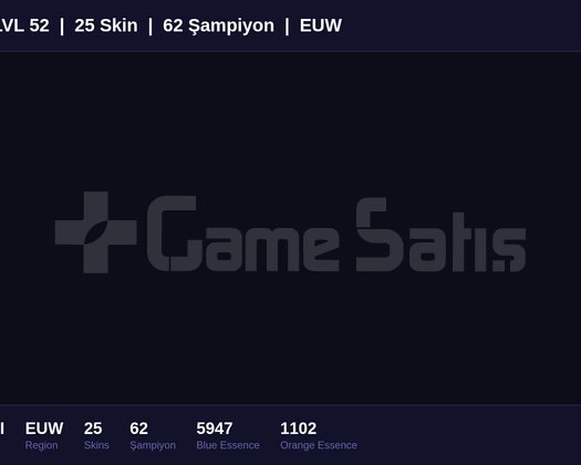 EUW / 52 LVL + 25 SKİN + SILVER II !!