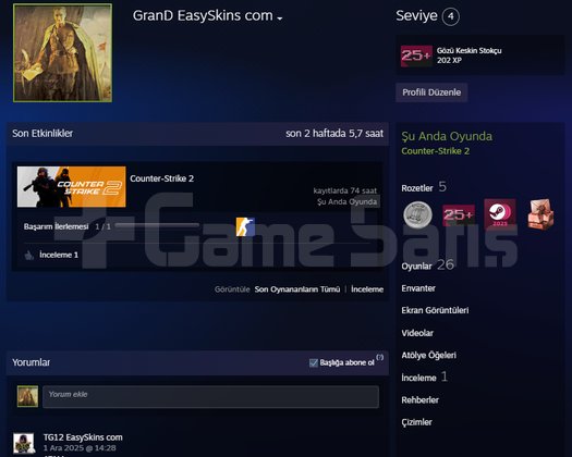 CS2 Seçkin + 26 oyun + 2 Devrim kasası