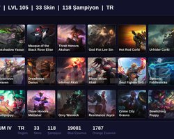 TR / 105 LVL + 33 SKİN + PLATINUM IV !!