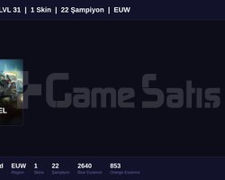 EUW / 31 LVL + 1 SKİN + UNRANKED + ESKI SEZON PLAT