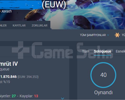 EUW / EMERALD 4 / +30 HANDMADE /68WR YÜKSEK MMR
