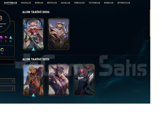 1K YA GÜZEL SKİNLER BULUNAN LOL HESABI BRONZ