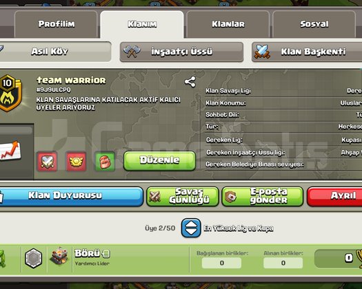 10 level klan anında teslim