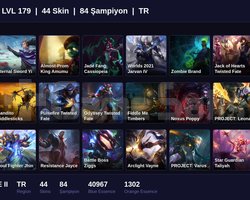 TR / 179 LVL + 44 SKİN + BRONZE II + MAİL ONAYSIZ