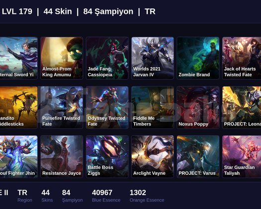 TR / 179 LVL + 44 SKİN + BRONZE II + MAİL ONAYSIZ