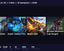 EUW / 30 LVL + 4 SKİN + FRESH + RANK HAZIR !!