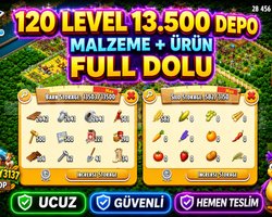 120 LEVEL 13.500 DEPO FULL MALZEME DOLU GARANTİLİ