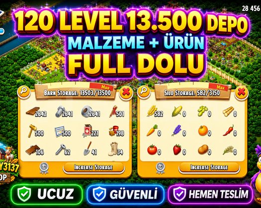 120 LEVEL 13.500 DEPO FULL MALZEME DOLU GARANTİLİ