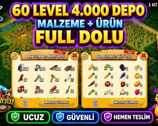 60 LEVEL 4000 DEPO FULL AĞIL DOLU GARANTİLİ