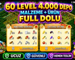 60 LEVEL 4.000 DEPO FULL ARAZİ DOLU GARANTİLİ