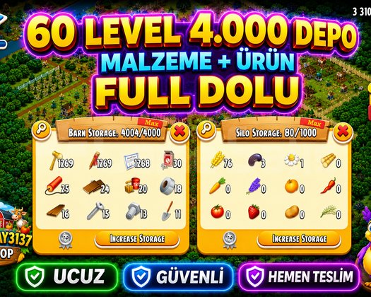 60 LEVEL 4.000 DEPO FULL ARAZİ DOLU GARANTİLİ