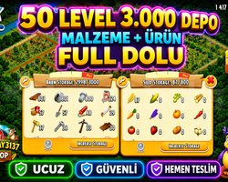 50 LEVEL 3.000 DEPO FULL AĞIL DOLU GARANTİLİ
