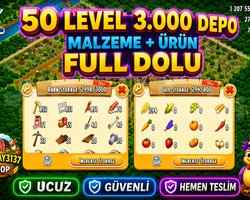 50 LEVEL 3.000 DEPO FULL ARAZİ DOLU GARANTİLİ