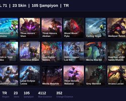 TR / 100 LVL + 27 SKİN + UNRANKED !!