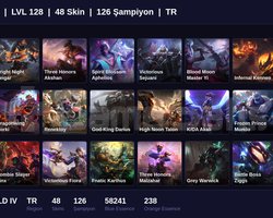 TR / 128 LVL + 48 SKİN + EMERALD IV !!
