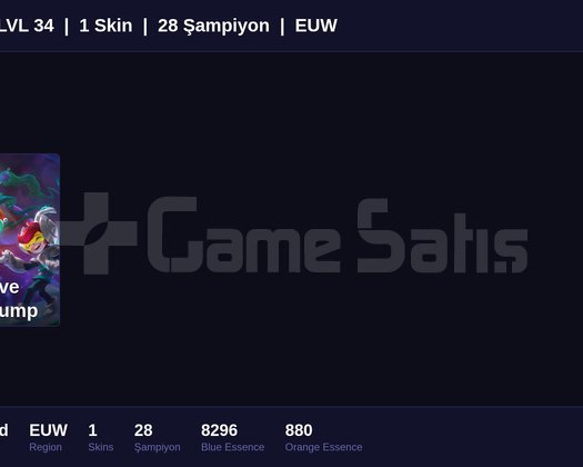 EUW / 34 LVL + 1 SKİN + UNRANKED !!