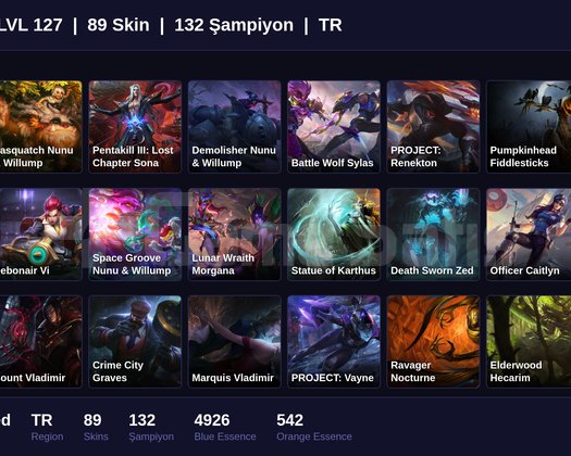 TR / 127 LVL + 89 SKİN + UNRANKED !!