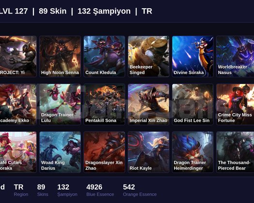 TR / 127 LVL + 89 SKİN + UNRANKED !!