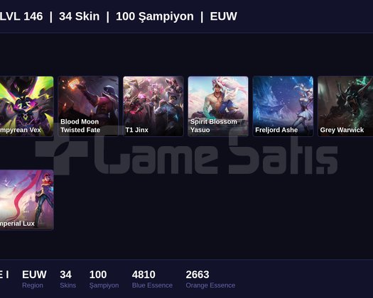 EUW / 146 LVL + 34 SKİN + BRONZE I !!