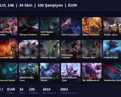 EUW / 146 LVL + 34 SKİN + BRONZE I !!