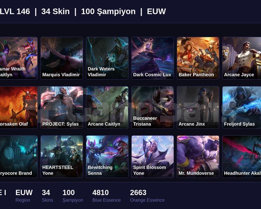 EUW / 146 LVL + 34 SKİN + BRONZE I !!