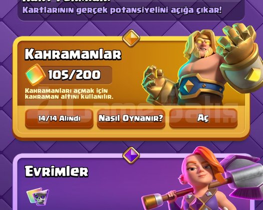 Kupa kasmalık Clash Royale hesabı