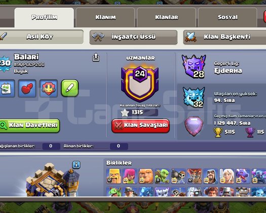 Neredeyse max Clash of Clans hesabı