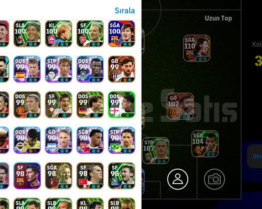 Yeni çıkan bütün kartlar mevcut 110 messi 109 haza