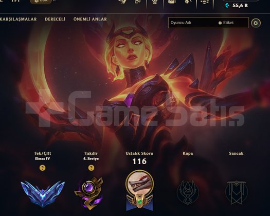 EUW HİGH MMR 65 WR DİAMOND 4 HESAP