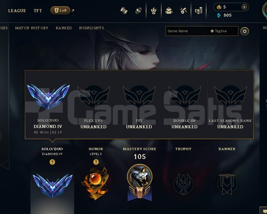 Euw Dia3 82 WR 5 Lvl Honor 15 Skin Hesap