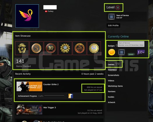 TR HESAP+6K OYUN+FACEİT+6 MADALYA 99 WİN 690 SAAT