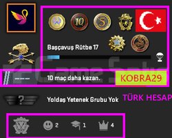 TR HESAP+6K OYUN+FACEİT+6 MADALYA 99 WİN 690 SAAT
