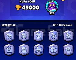 49K brawl stars hesabı 101 karakter 300+ skin