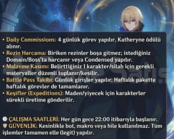 Genshin Impact Hesap Boost  Günlük Görev + Resin