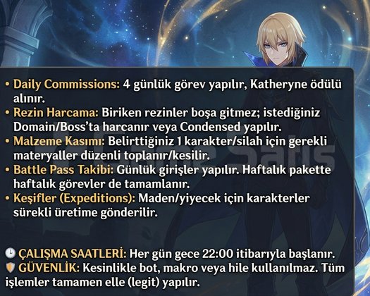 Genshin Impact Hesap Boost  Günlük Görev + Resin