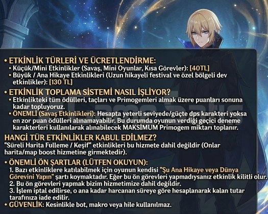Genshin Impact Etkinlik / Event Tamamlama Hizmeti