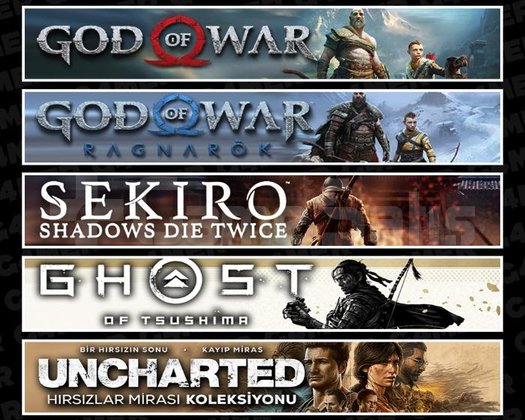 GOW +Ragnarök +Sekiro +Tsushima +Uncharted
