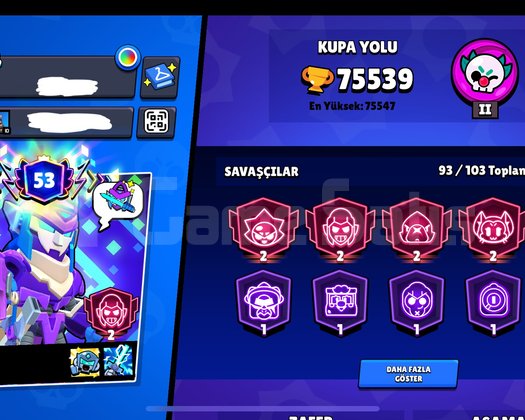 75K Kupalı 93 Karakterli Efsane Bs Hesabı
