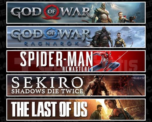 GOW +Ragnarök +Spider 1 +Sekiro +TLOU1