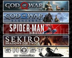 GOW +Ragnarök +Spider 1 +Sekiro +Tsushima