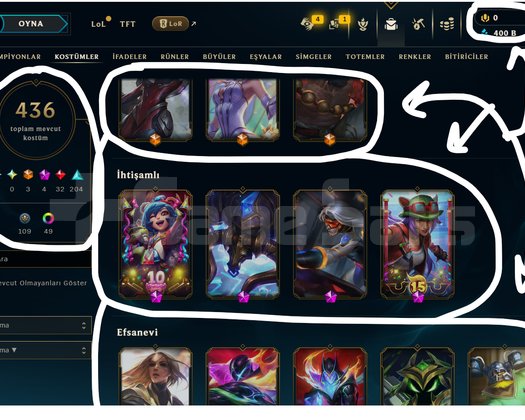 718 LEVEL / 436 SKİN / FUL HERO +MAİL +15K SATIŞ