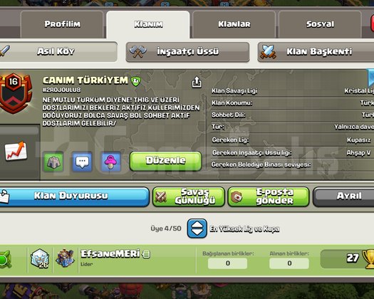 16 SEVİYE TR KLAN CANIM TÜRKİYEM