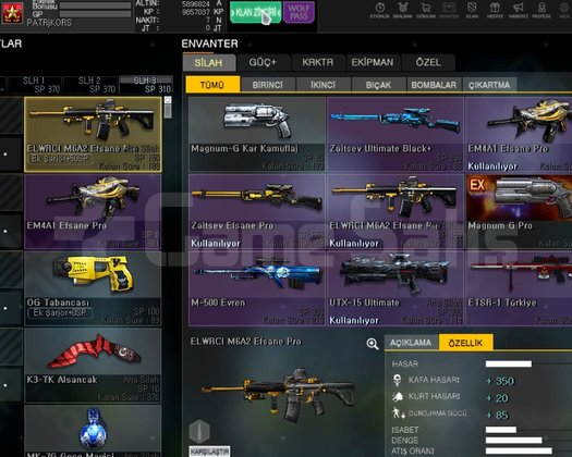 20BİN TL DEĞERİNDE FULL ARTI FULL WOLFTEAM HESABI