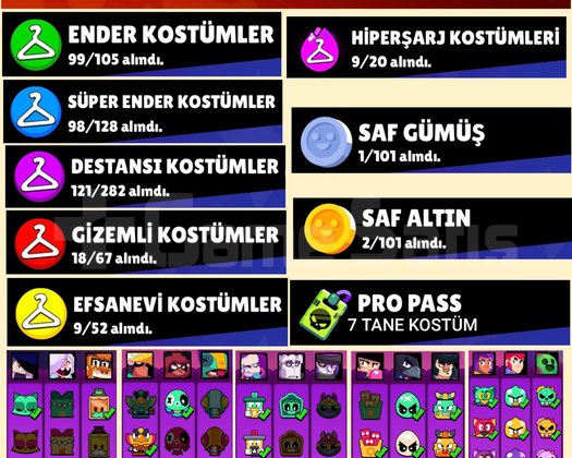 105K 364 KOSTÜM 104 KARAKTERLİ UYGUN HESAP !!