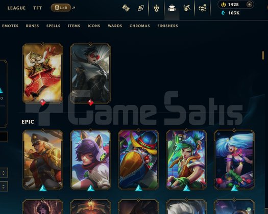 EUW 302 Kostüm 172 Şampiyon Plat 3 Hesap 1425 RP