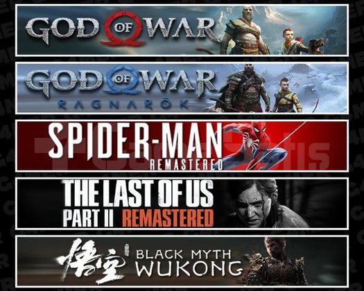 GOW +Ragnarök +Spider 1 +TLOU2 +Wukong