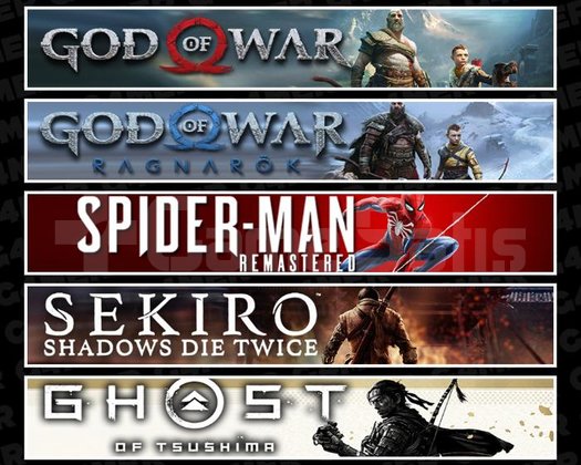 GOW +Ragnarök +Spider 1 +Sekiro +Tsushima