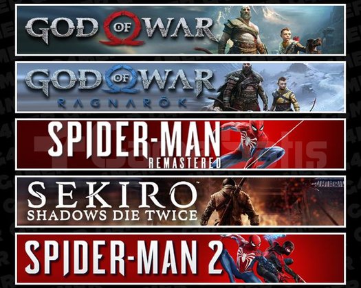 GOW +Ragnarök +Spider 1 +Sekiro +Spider 2